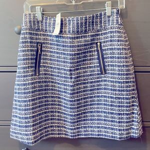 NWT Blue tweed skirt with front zippers